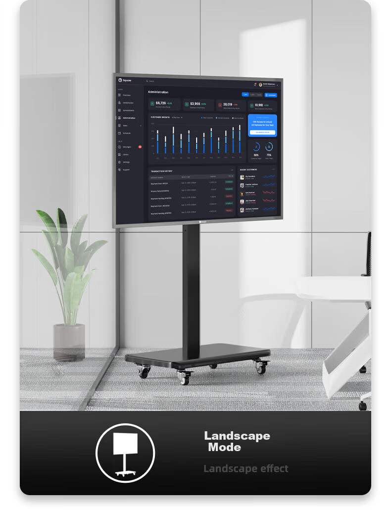 Beishi Mobile TV Floor Stand 26-55 Inch LCD Monitor TV Cart with 90-Degree Rotation for Landscape and Portrait, Video Conference, Live Streaming, and Screen Casting 6
