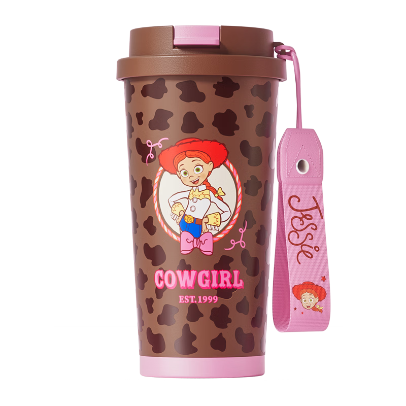Germ Toy Story Kids Insulated Water Bottle with Straw, Dual-Use Coffee Cup, Portable Water Cup 580ML, Tris Brown