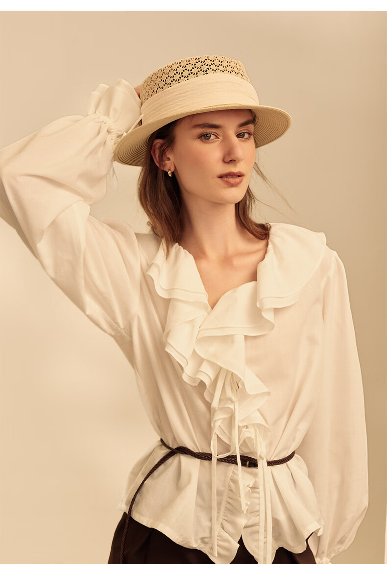 ELLE Women's French Elegant Straw Sun Hat UV Protection Beach Hat Slim Face 25