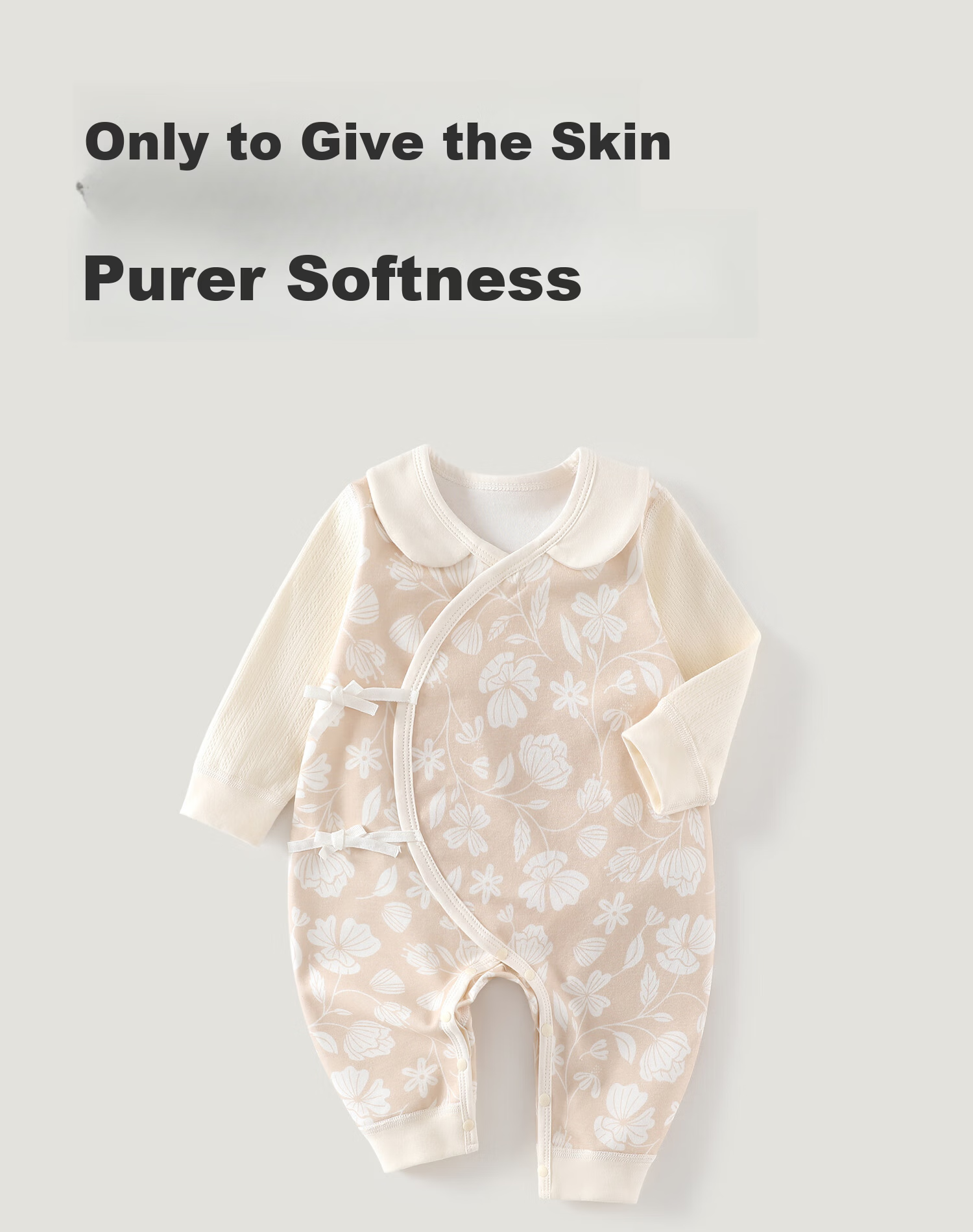 Baby Newborn Pure Cotton One-Piece Long Sleeve Pajamas Spring Autumn Seamless Crotch Romper Sleepsuit 1