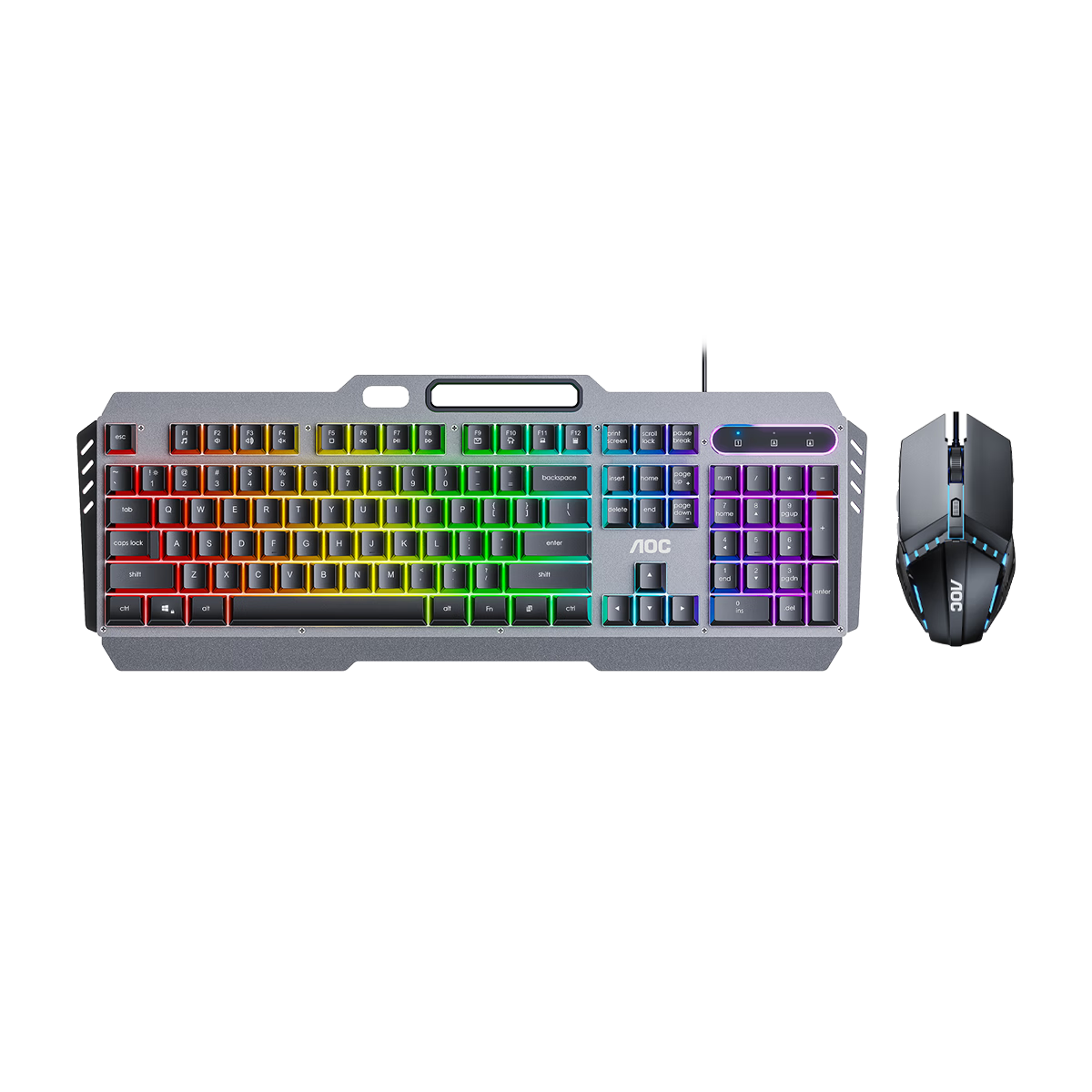 AOC KM410 True Mechanical Feel Wired 104-Key Keyboard and Mouse Combo RGB Gaming Keyboard Mouse Set Black