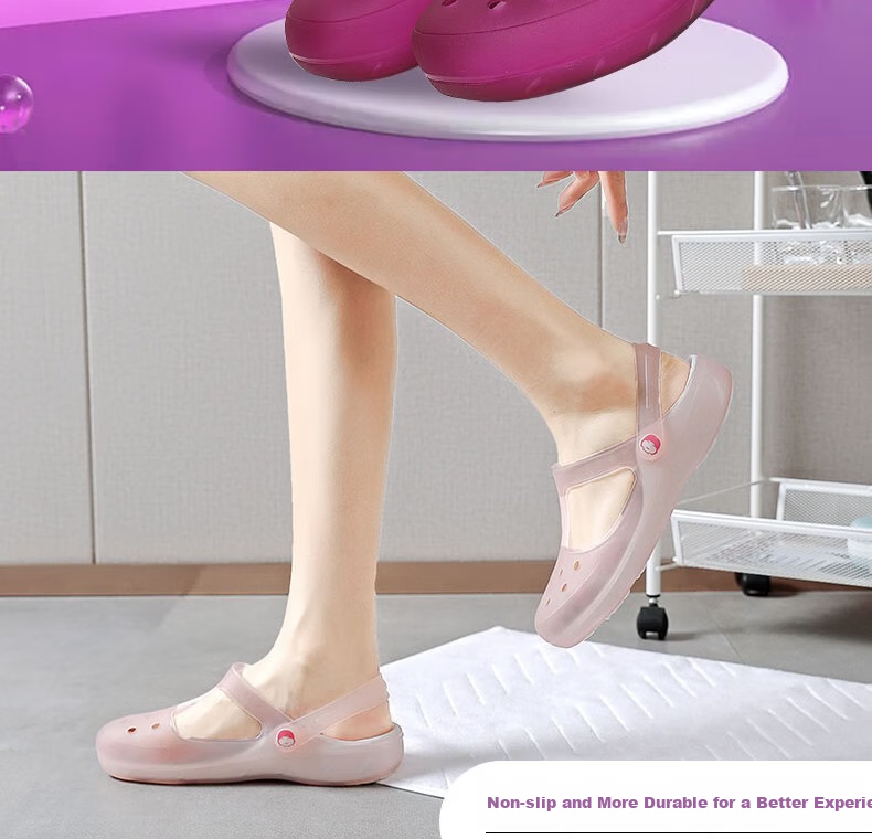 Huameijianbu Women's Perforated Shoes, Non-Slip Closed-Toe Sandals, Beach Shoes, Soft Jelly Shoes, HM2136, Light Purple, Size 38 2