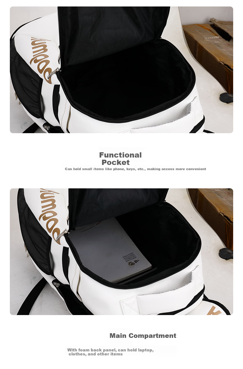 KUMPOO Badminton Bag with Separate Shoe Compartment, Multi-Compartment Storage, Dual Zipper, Multifunctional Backpack, Shoulder Bag KBR-001 8