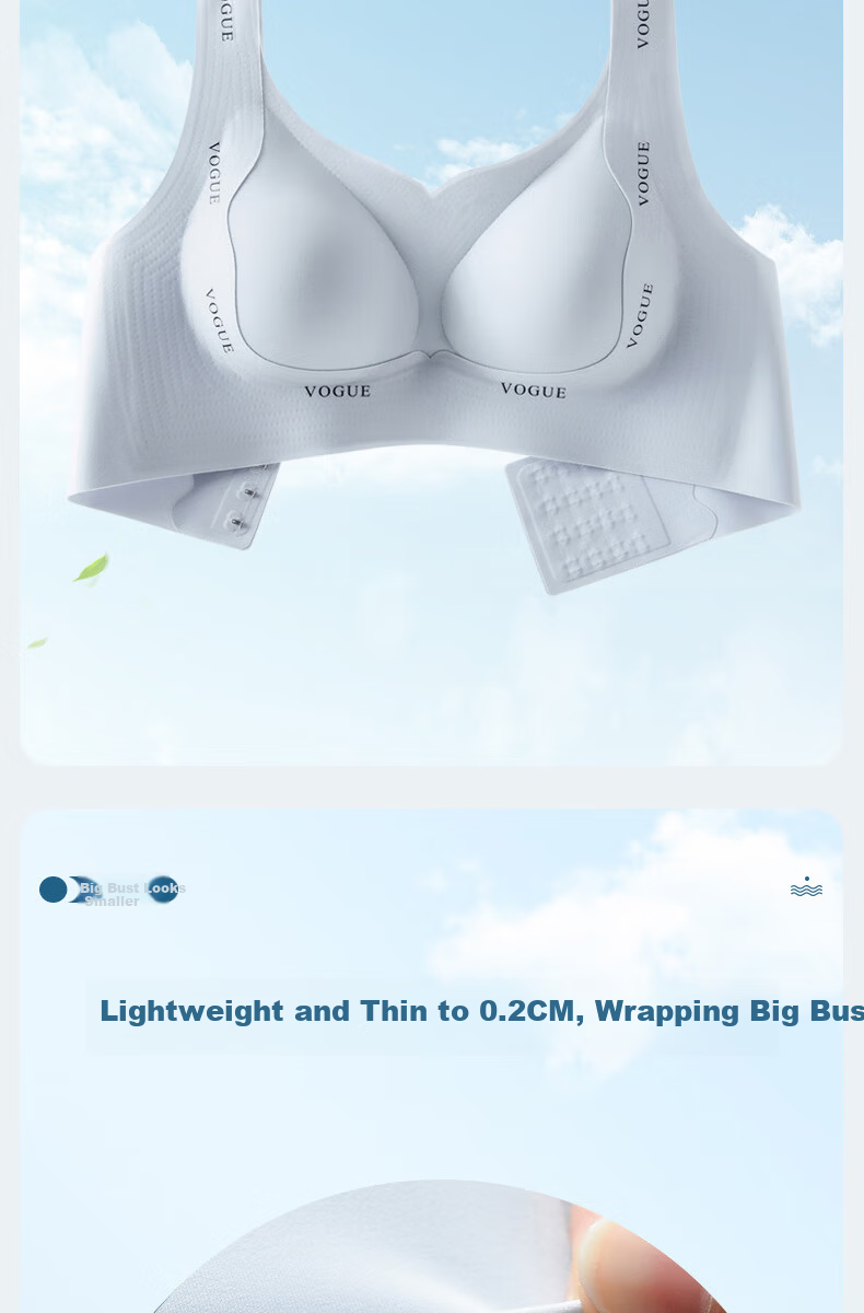 Urban Beauty Large Bust Minimizing Bra for Women, Push-Up, Anti-Sagging, Adjustable, Wireless, Thin, Plus Size, Seamless Underwear 9