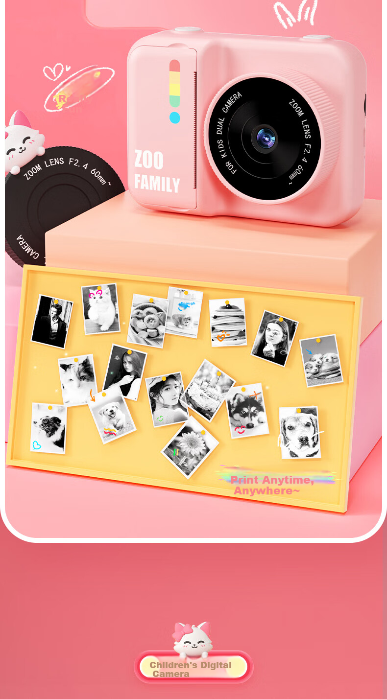 Mengduofu Kids Instant Print Camera Colorful Camera Toy Birthday Gift for Girls Students Age 8-12 6