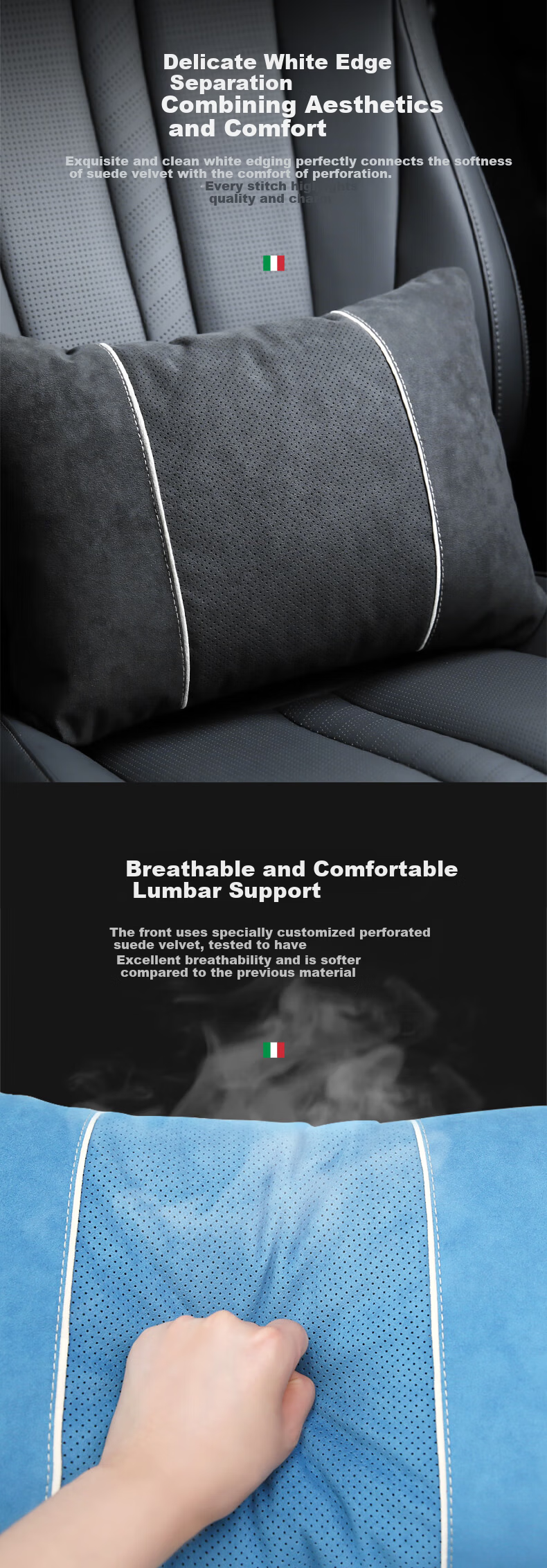 BIMLL Full Alcantara Car Headrest Lumbar Support Neck Pillow for Mercedes-Maybach Car Cervical Pillow 9