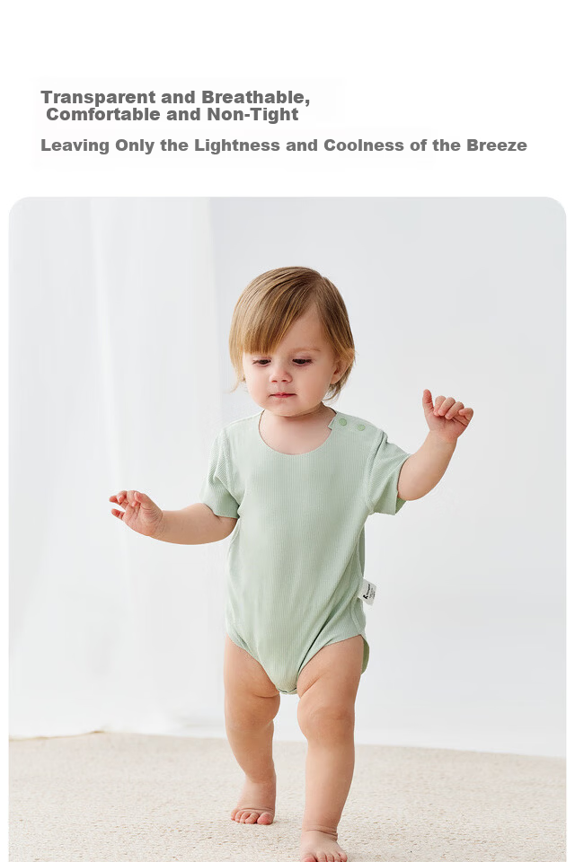 TONGTAI Baby Short Sleeve Bodysuit Summer Modal Infant Romper Seamless Jumpsuit Green 73cm 6