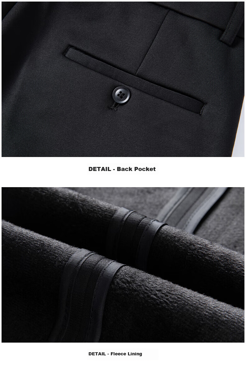 ROMON Fleece-Lined Thickened Wrinkle-Resistant Non-Iron Men's Stretch Work Pants Business Suit Straight-Leg Casual Pants for Dad 22