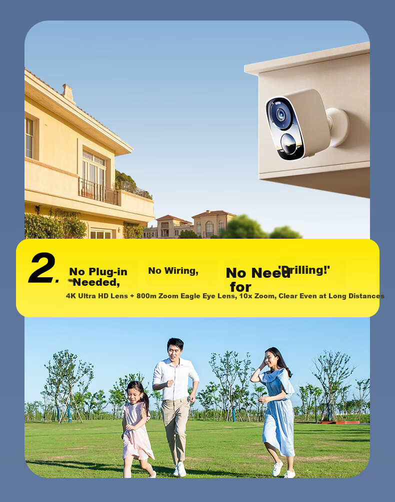 Tuqiang Wireless WiFi Magnetic Doorway Staircase Camera Battery-Powered Indoor Outdoor HD Remote Mobile Surveillance Camera No Drilling Required 16