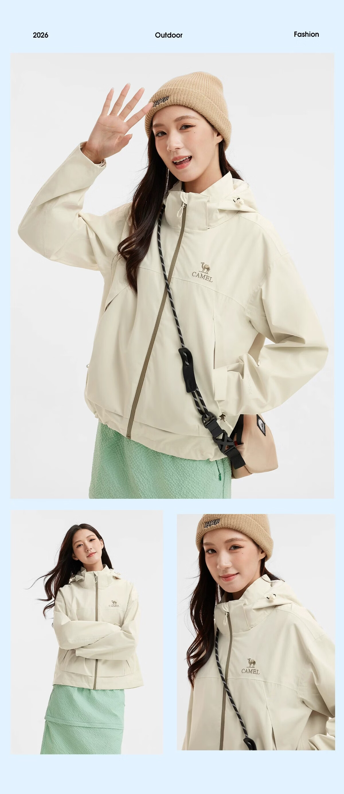 Camel Women's Outdoor New Yellow Short Windproof Waterproof Jacket Unisex Hiking Mountaineering Coat 14
