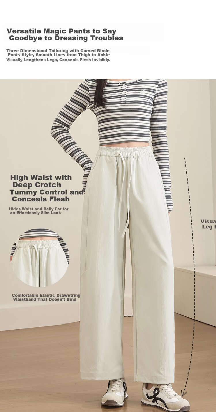 Free Style Women's 9/10 Length Wide-Leg Pants Summer Thin High Waist Draped Curved Hem Carrot Harem Casual Trousers 2026 New Arrival 5
