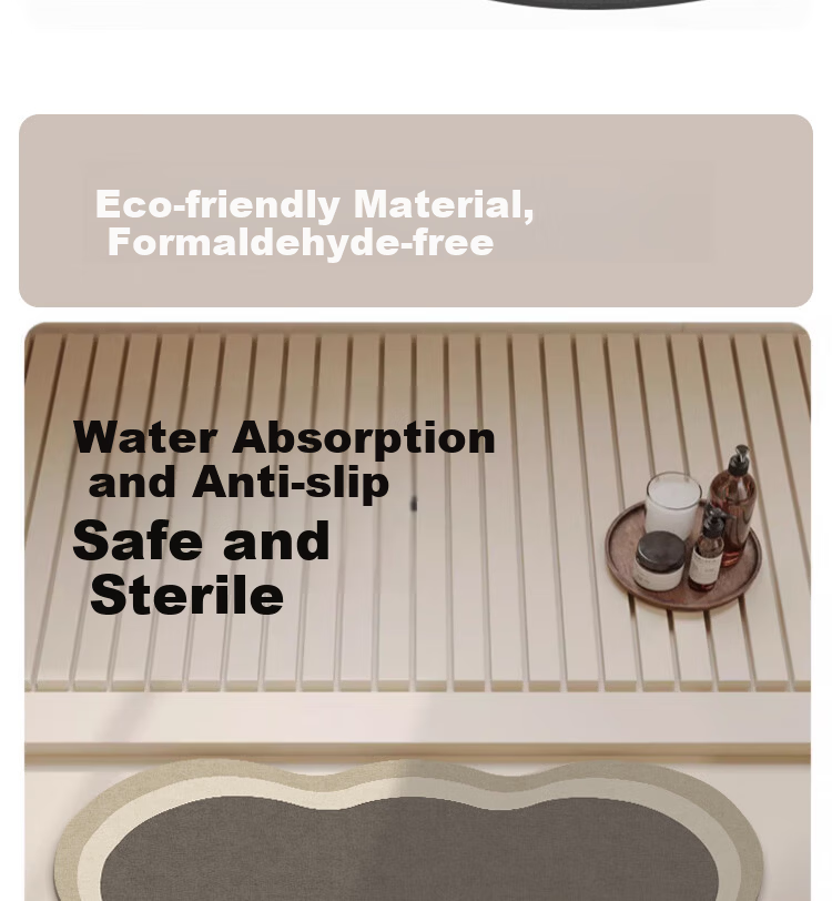Bodisi Bathroom Bath Mat Absorbent Non-Slip Entrance Kitchen Toilet Floor Mat Home Rug 90x60CM 4