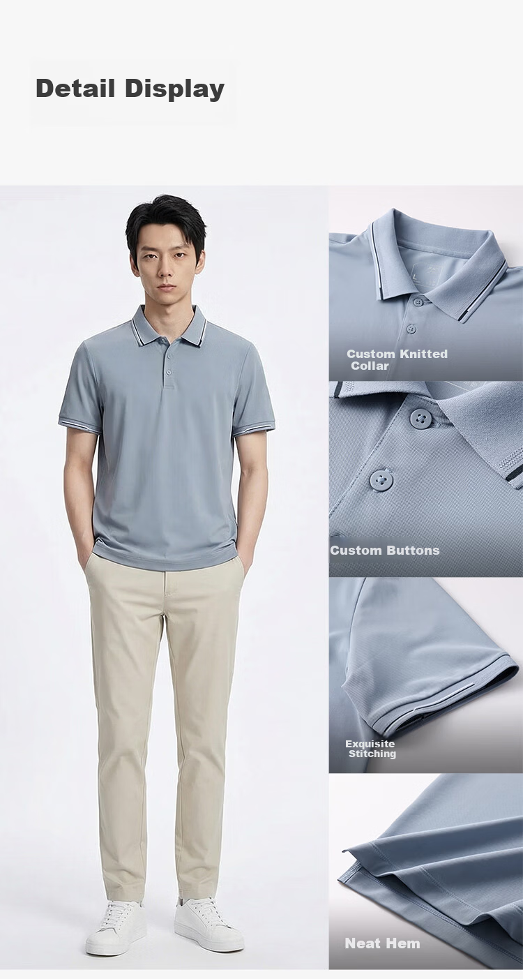 JD Jingzao Ice Jade Polo Shirt Men's Short Sleeve T-Shirt Premium Spring Summer New Lapel Casual Business Top Cloud Gray Blue L 12