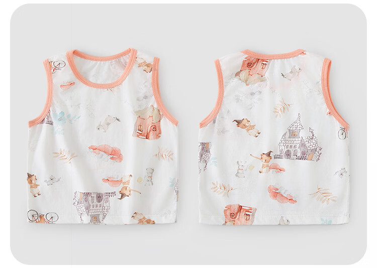 Xiyuan Kids Summer Thin Cotton Vest 2-Pack Unisex Children's Tank Top 7A Antibacterial Baby Inner and Outer Wear Sleeveless Shirt 18