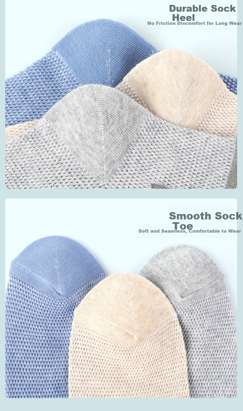 Yimian Men's Socks 100% Cotton Mid-Calf 10A Antibacterial Odor-Resistant Summer Thin Mesh Business Casual Cotton 7 Pairs 10