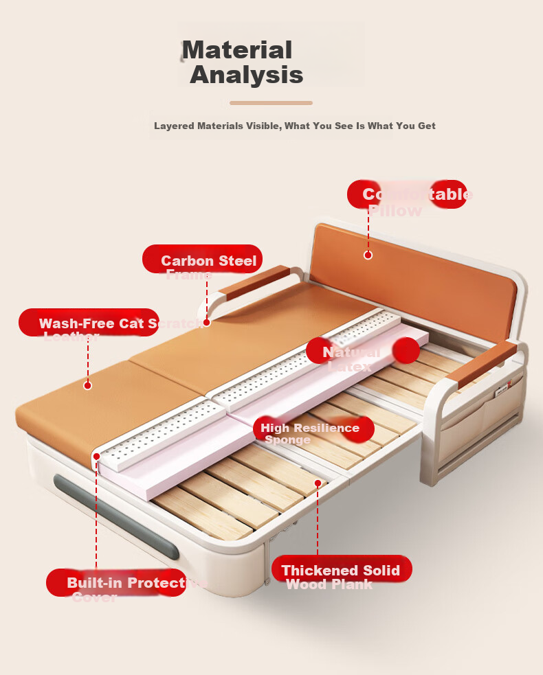 Yamile Foldable Sofa Bed 2-in-1 2025 New Model Pull-Out Foldable Multifunctional Small Apartment Single Sofa Bed 3