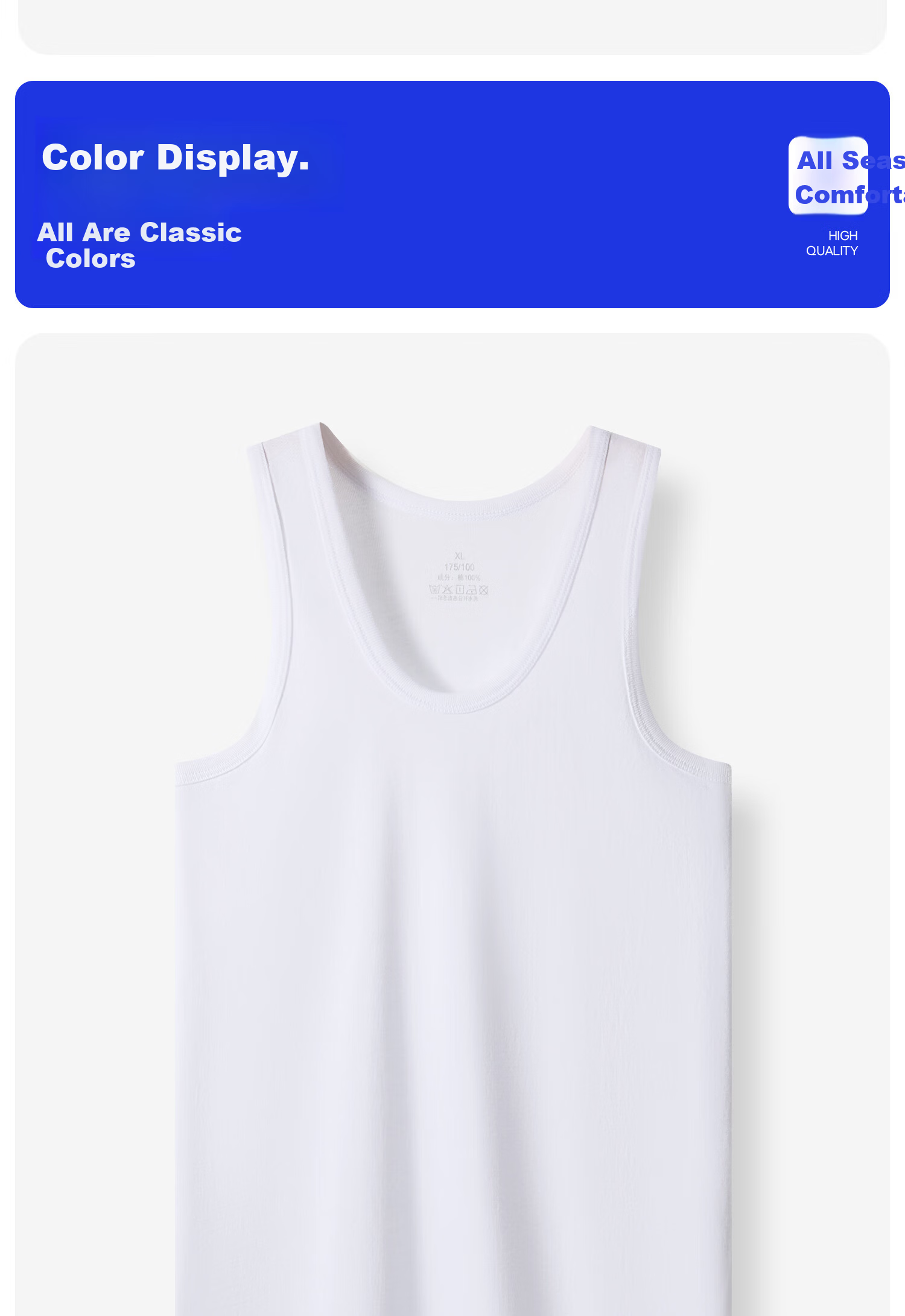 Yalu Pure Cotton Men's Tank Top Racerback Sports Fitness Sweat-Absorbing Breathable Loose Sleeveless Undershirt 18
