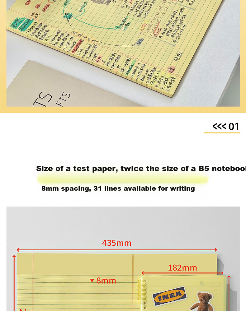 Class 3 Grade 2 Writing Planning Notebook Study Schedule Sheet Elementary Student Draft Paper Blank White Calculation Paper Planning Junior High School Notebook Lined A3 2