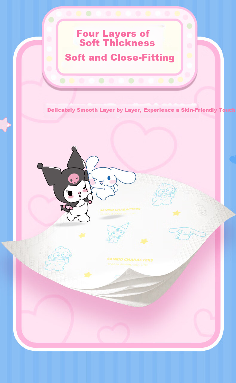 Xinxiangyin Handkerchief × Sanrio Cinnamoroll Cream Tissue 4-Ply 7 Sheets 12 Packs Portable Tissue Water-Resistant Durable 6