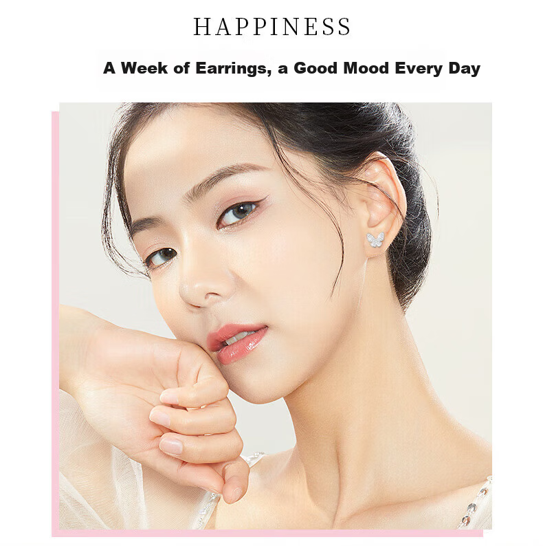 Zhoubaifu Weekly Silver Earrings for Women, Luxury Set, Stud Earrings, Birthday Gift for Girlfriend on Valentine's Day And 520 3