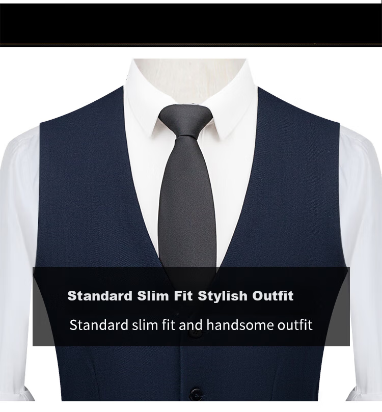 ROMON Wool Blend Men's Business Formal Suit Vest Black 4XL 3