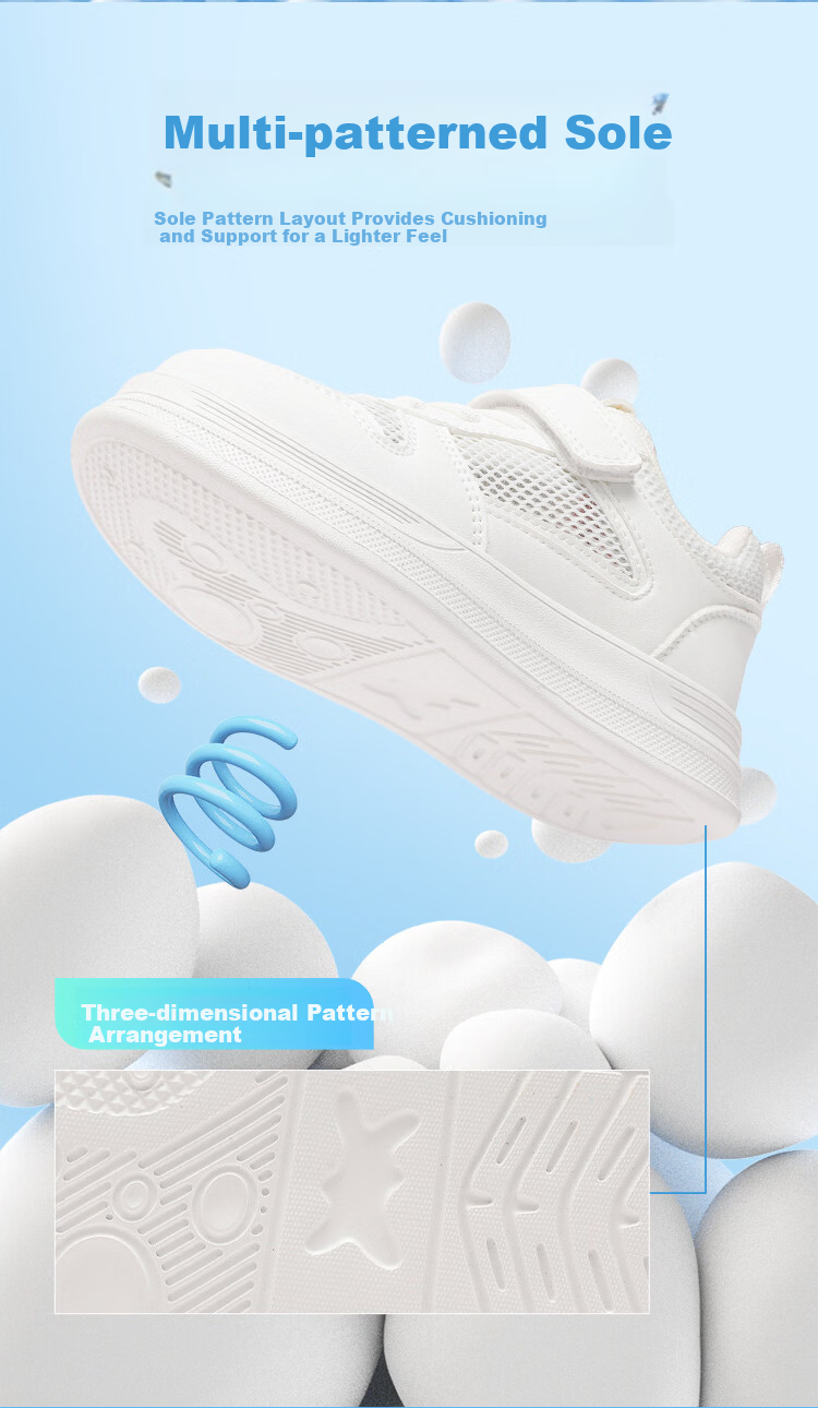 BOBDOG House Girls' Mesh Breathable White Sneakers Summer Kids' Casual Running Shoes 603562007 White Size 33 4