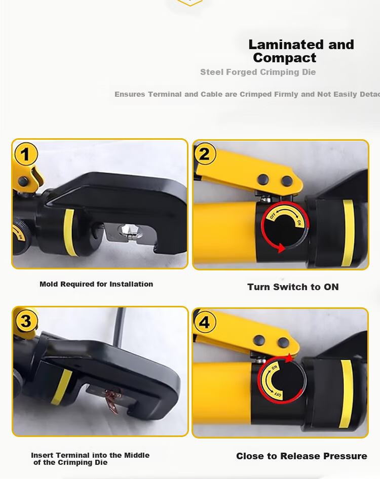 No.1 Factory Manual Hydraulic Crimper YQK-70 Cable Crimping Tool Terminal Crimper Hand Pressing Cable Copper Lug Electrician Special 5