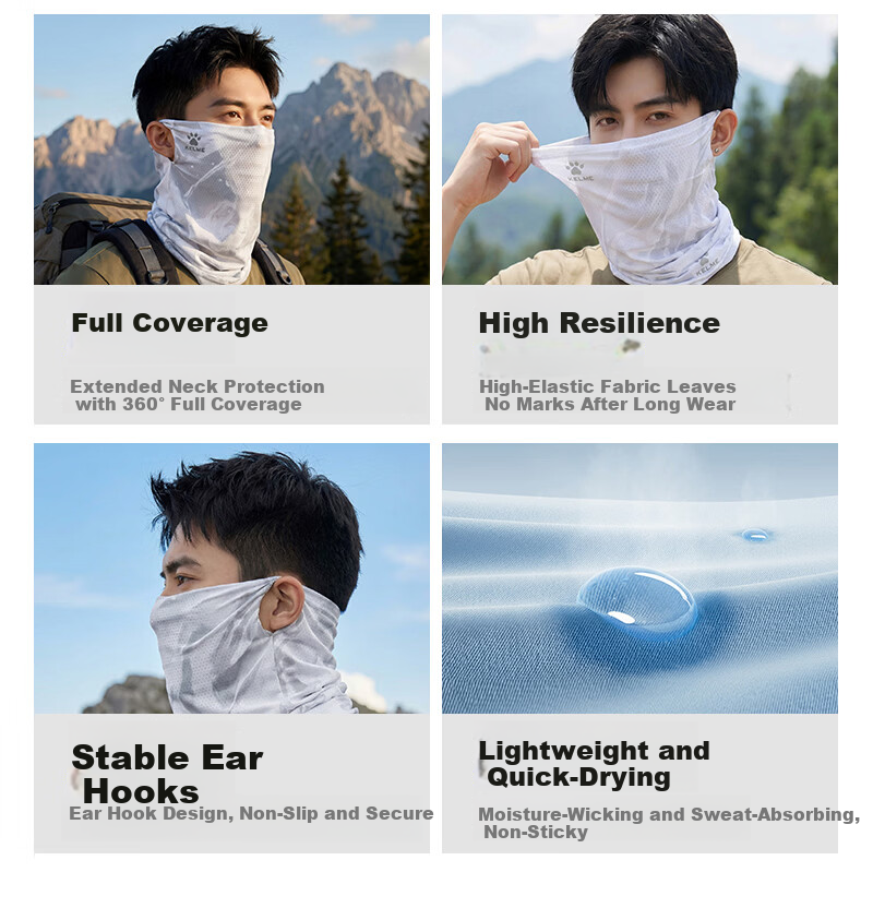 KELME Summer Cycling Ice Silk Sun Protection Face Mask with Ear Loops Neck Gaiter UV Protection for Men and Women Fishing Mountaineering Scarf 3