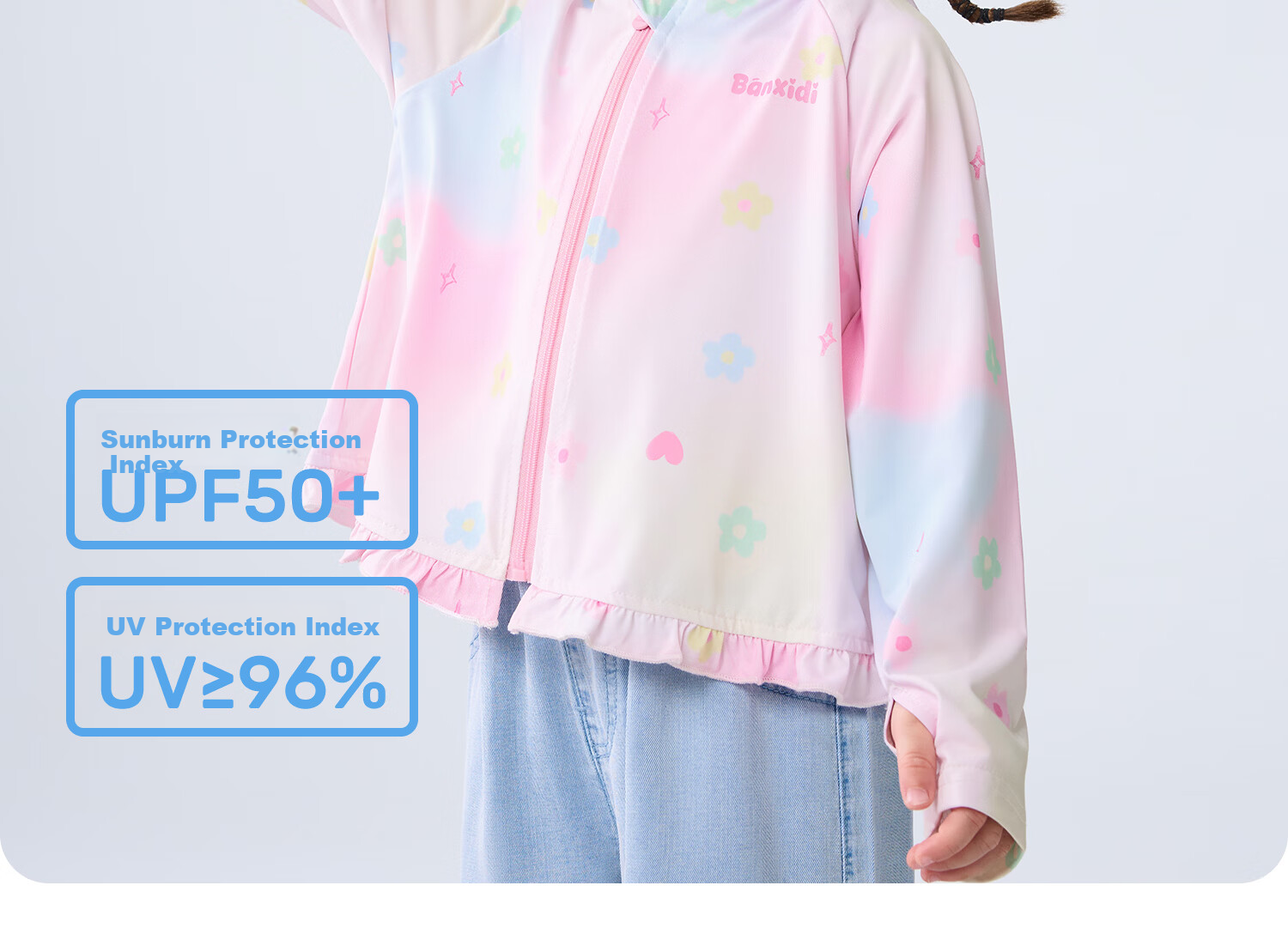 Banxidi Girls' Summer Sun Protection Jacket UPF50+ Children's Ice Silk Lightweight Baby Skin Jacket UV Protection 2