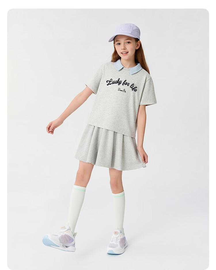 Balabala Kids Short Sleeve Set Big Kids Two-Piece 2026 New Summer Girls T-Shirt Pants Sports Trendy 18