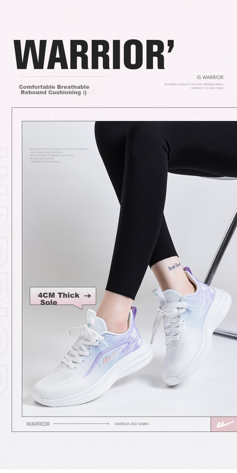 Huili Official Women's Shoes, Summer Breathable Sneakers for Women, 2026 New Trendy Running Shoes, White Blue Pink, Size 37 4