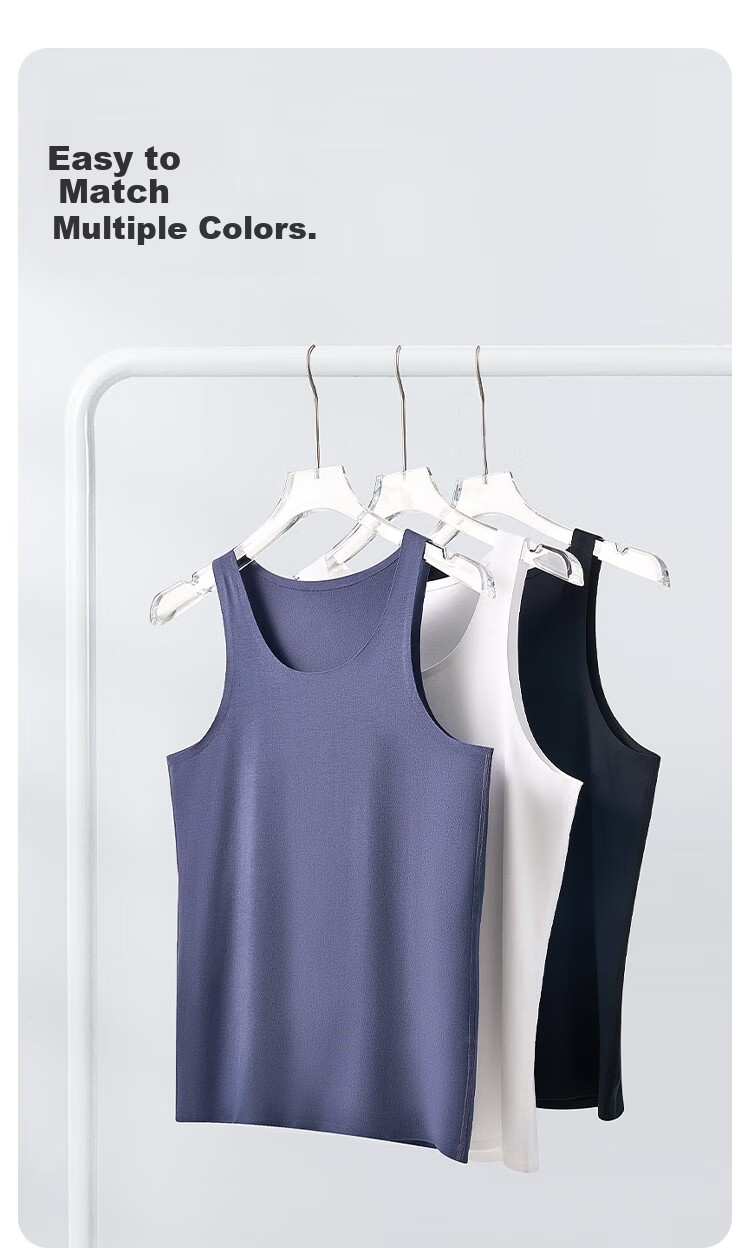 MiiOW Men's Ice Silk Vest Lenzing Modal Sleeveless Sports Quick-Dry Comfortable Summer Seamless Base Layer Shirt 6