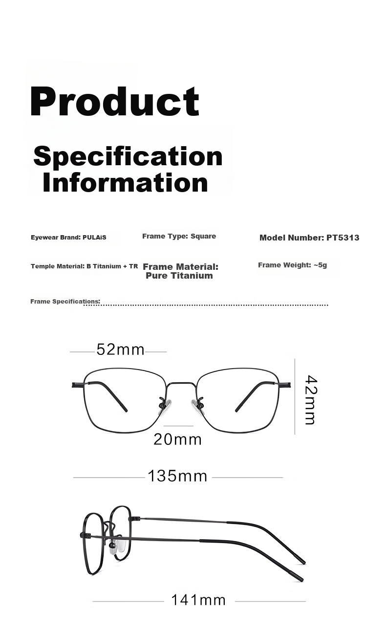 Pulais Unisex Reading Glasses 1.60 MR-8 Ultra Tough Ultra Light Blue Light Blocking Pure Titanium +1.00 Diopter 10