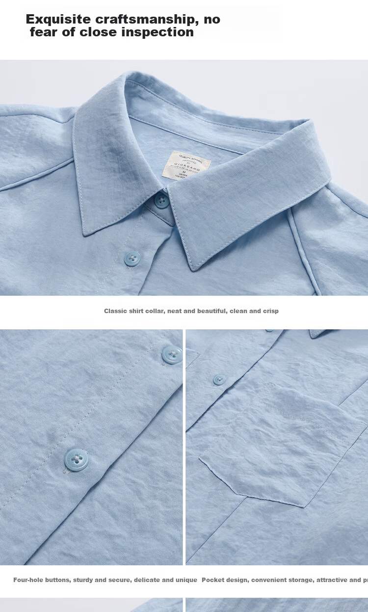 Giordano 2026 Spring New Bone-Breaking Double Pocket Loose Casual Textured Long Sleeve Shirt for Women 05346104 10