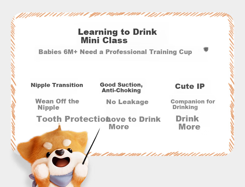 Babycare Shiba Inu Children's Water Cup Baby Training Cup Baby Straw Cup Anti-Choking Summer Water Bottle PPSU - Seagull Valve 5