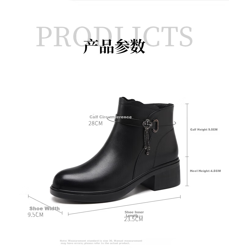 Red Dragonfly Women's Cotton Boots Winter Fleece Lined Warm Fashion Boots Lightweight Soft Sole Stylish Short Boots WTC456951C Black Size 37 8