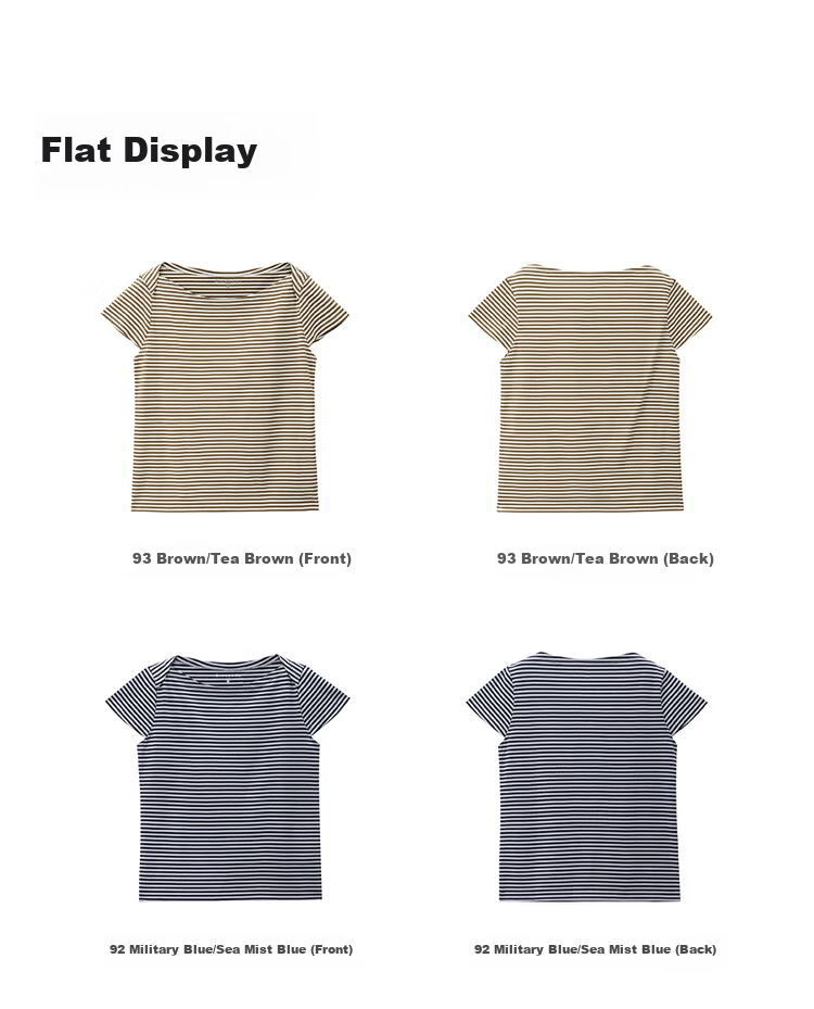 Giordano Women's Striped T-Shirt 2026 Summer New Pure Cotton Off-Shoulder Knit Short Sleeve Top 13326235 13