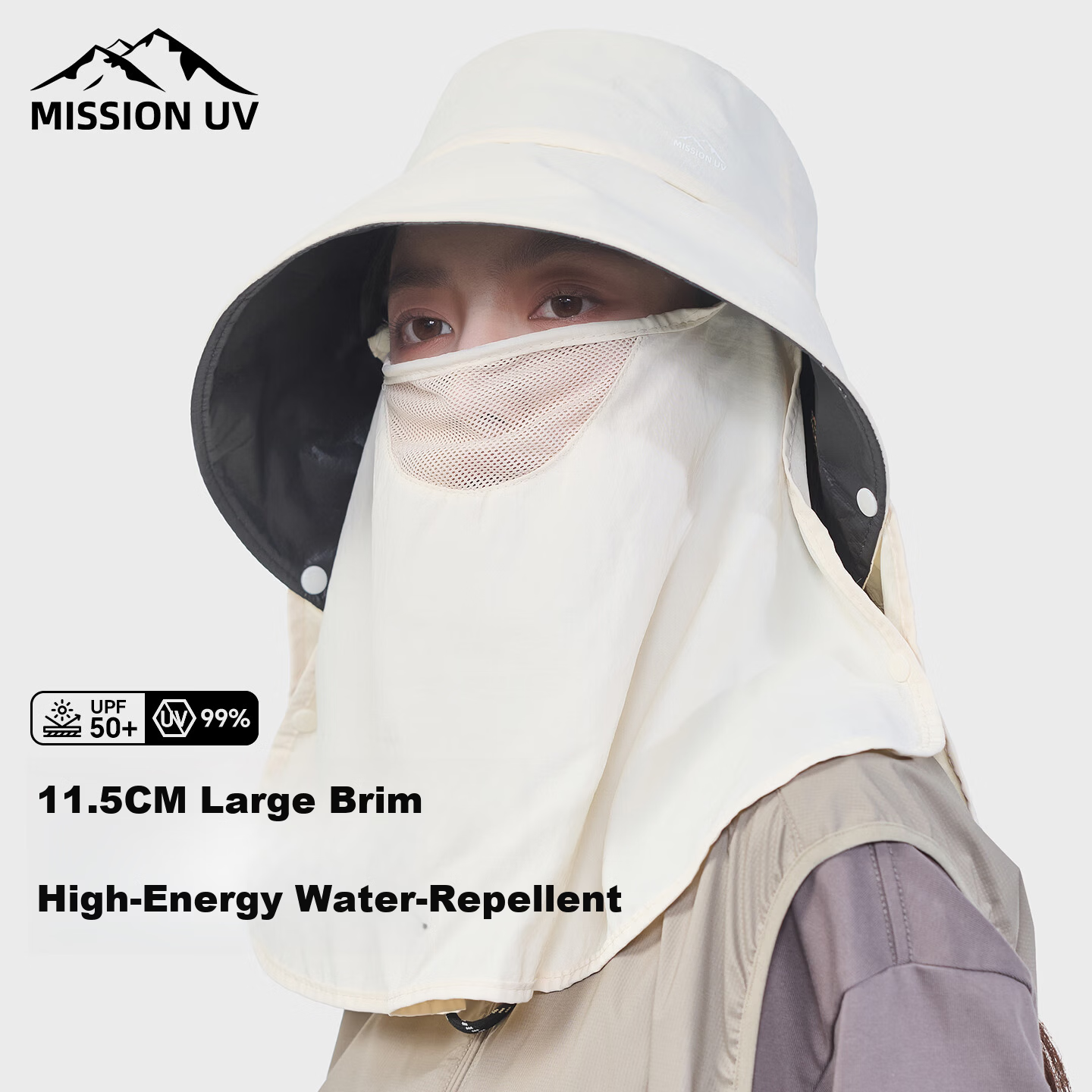 MISSION UV Sun Protection Hat with Face Mask Women's Sunshade Hat Summer Outdoor UV Protection Fisherman Hat