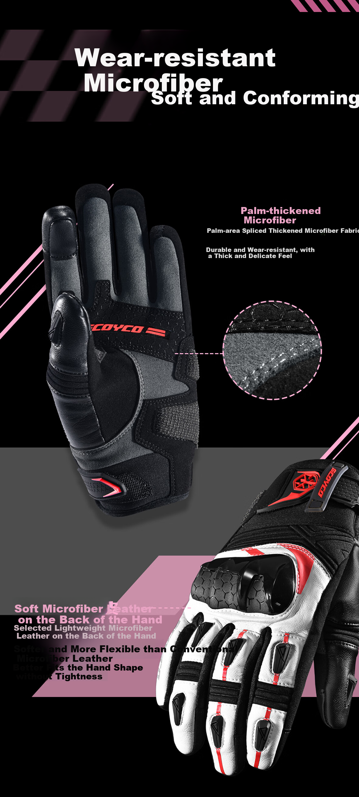 SCOYCO Motorcycle Gloves Full Finger Waterproof Anti-fall Wear-resistant Warm Windproof Commuting Riding Gloves 2