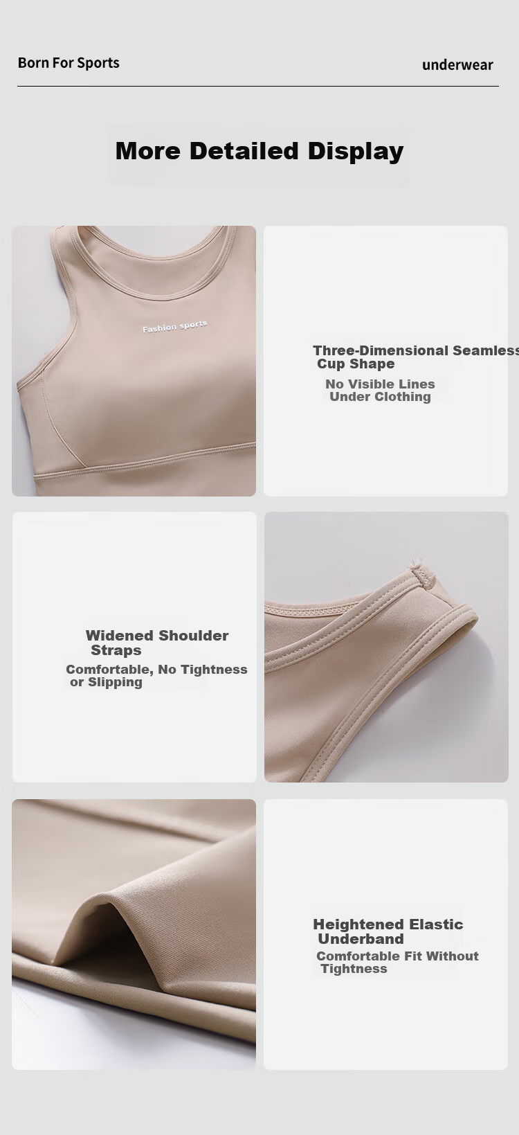 Xueqiman Women's Sports Bra Running Shockproof Anti-Sagging Outer Wear Seamless Fitness Training Yoga Top Bra 9