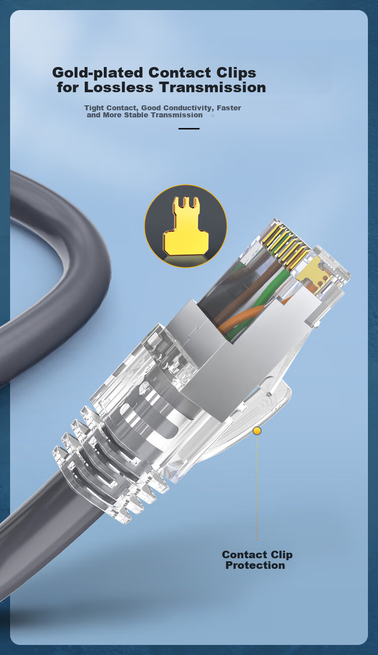 CHOOSEAL Cat6A Unshielded Twisted Pair Cable, 10 Gigabit High-Speed, Single-Strand Pure Copper Core, Engineering And Home Network Patch Cord, Orange, 0.5 Meter, QS2668C 9