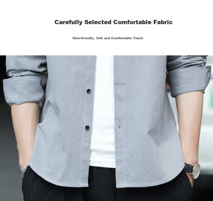 TUCANO Men's Casual Long Sleeve Shirt Loose Fit Spring Autumn Jacket Gray XL 2