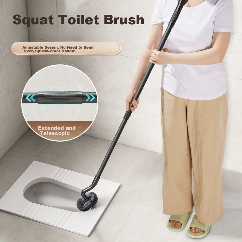 MUYA Toilet Brush Squat Pan Brush S-Shaped Short Wall-Mounted Bathroom Toilet Cleaner No Dead Angle Cleaning Tool 1