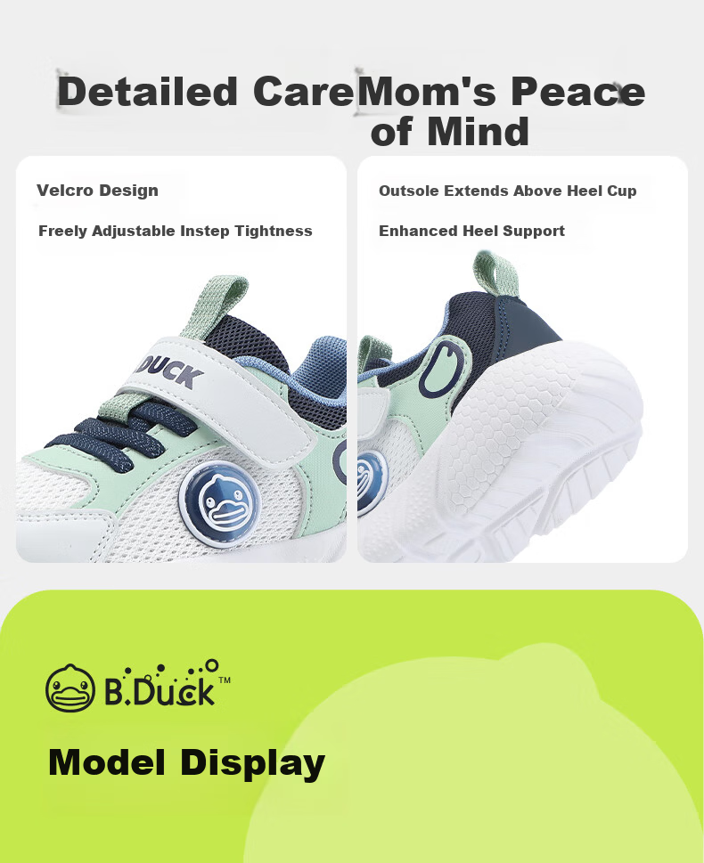 B.Duck Kids Yellow Duck Boys and Girls Sports Shoes Soft Sole Comfortable Running Shoes Lightweight Casual Shoes 6869 White Purple Size 29 6