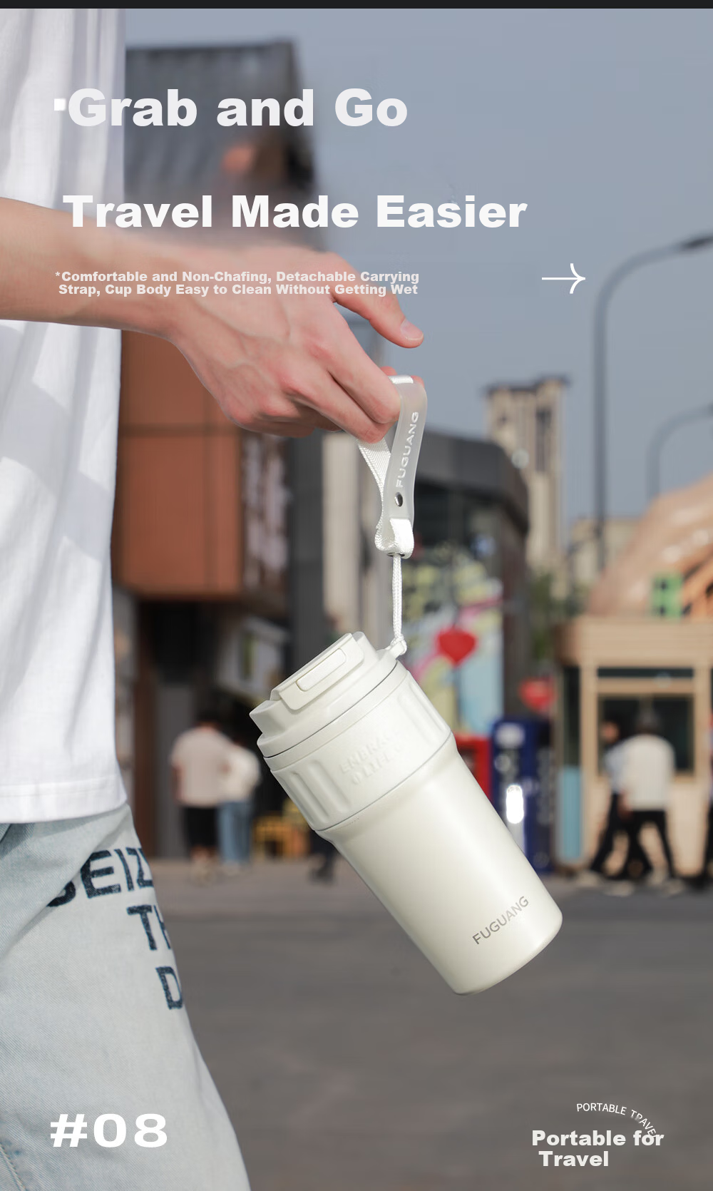 Fuguang Coffee Mug Insulated Tea Water Cup Men's Large Capacity 316L Stainless Steel Portable Car Business Tea Cup 7