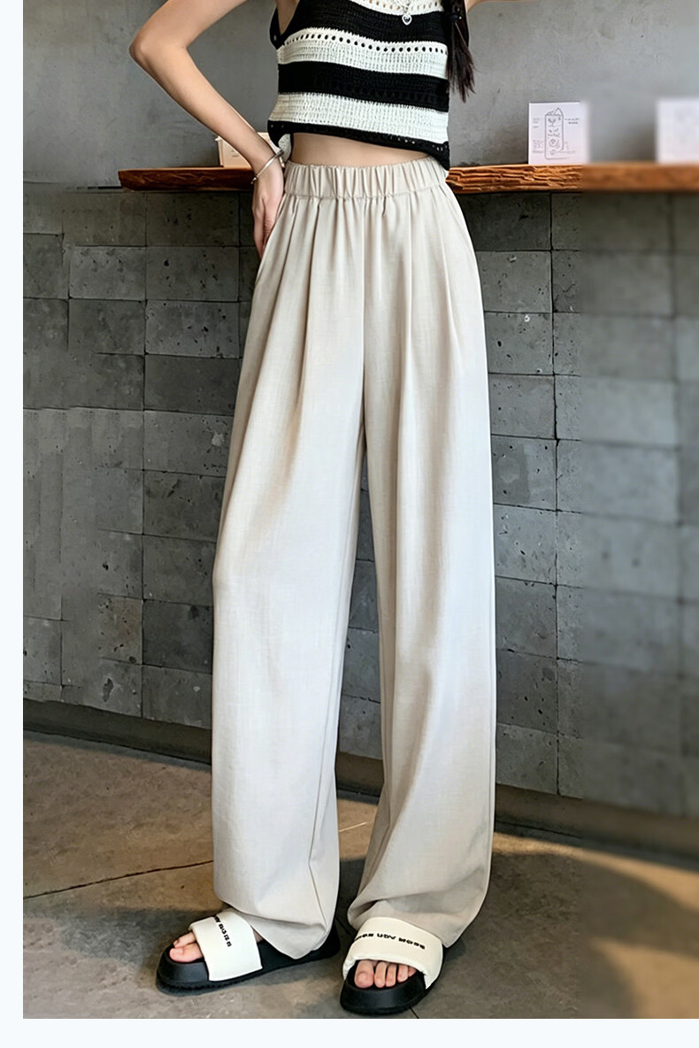 Langsha Women's Ice Silk Wide-Leg Pants Summer Thin Draped Loose Sun-Protective Casual Straight-Leg Yamamoto Style Pants 16