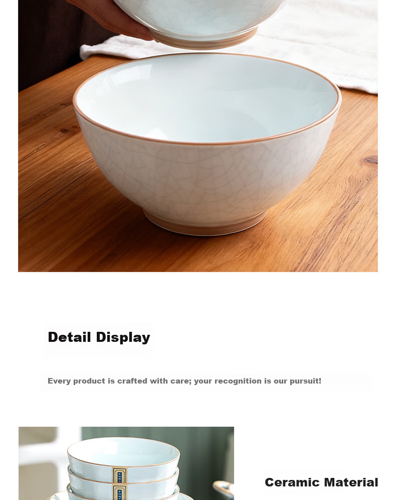 Huaqingge Chinese-Style Ice-Crackle Pattern Soup Bowl, Aesthetically Pleasing 8-Inch Large Bowl for Sauerkraut Fish And Boiled Fish, Microwave-Safe with Underglaze Color 9