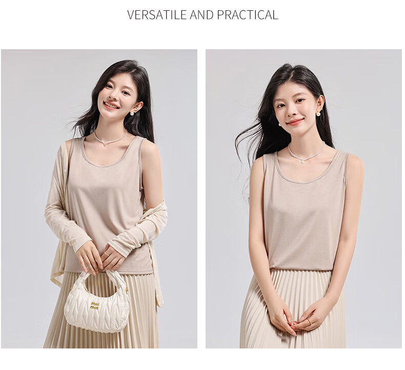 Langsha Women's Camisole Vest 2026 New Ice Silk Sleeveless Outerwear Lightweight Luxury Back-Supporting Side Coverage Top 10