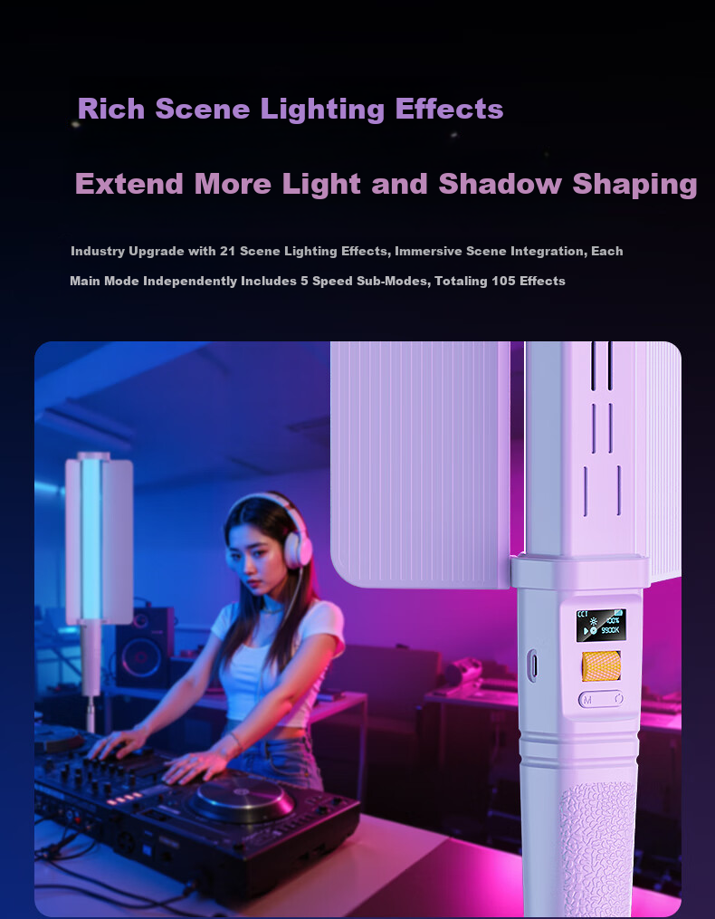 Kerunle RGB Handheld LED Full-Color Fill Light Stick Portable Adjustable Color Temperature Professional Video Photography Soft Light Outdoor Night Scene Light Stick 16