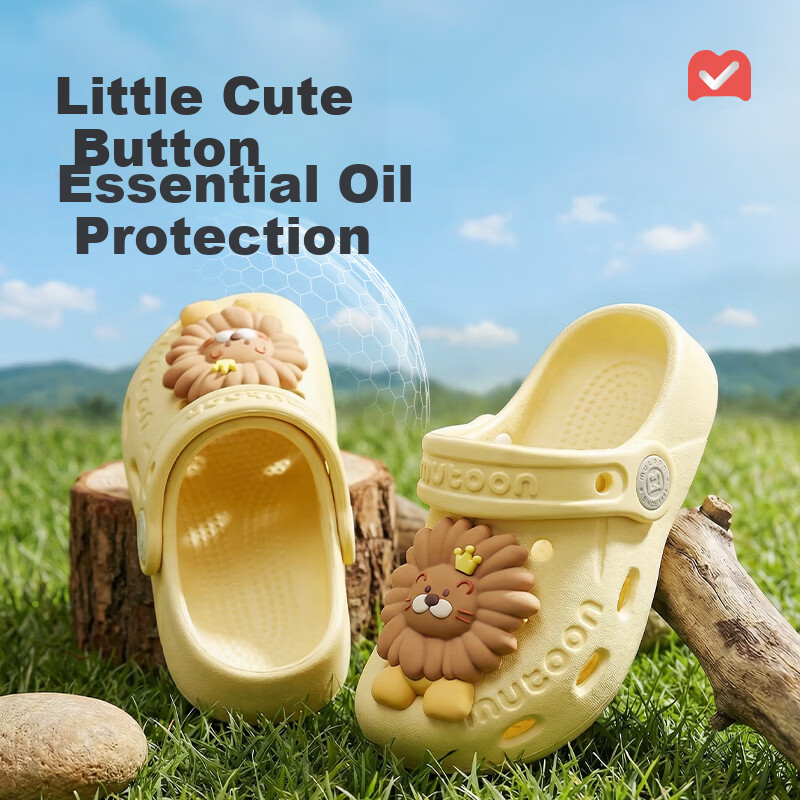 Mutong Baby Slippers 26 Summer Boys and Girls Plant Essential Oil Cute Hole Shoes Infant Soft Sole Beach Shoes Lion Yellow 130